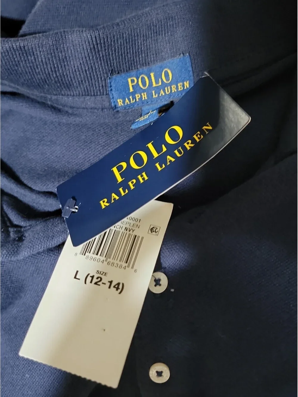 POLO Ralph Lauren Navy Blue Pique Pleated Dress L/12-14 Girls Youth NWT #C
